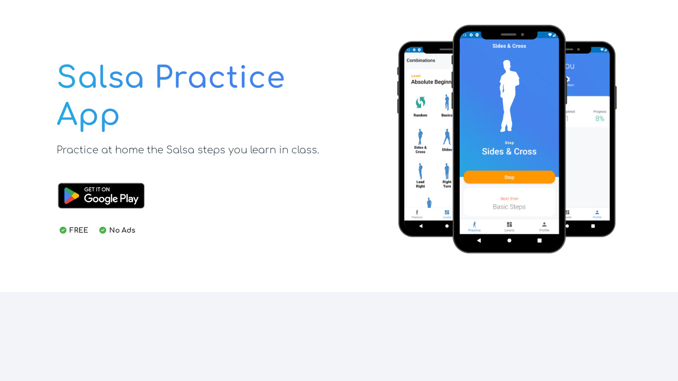 Salsa Practice Landing page