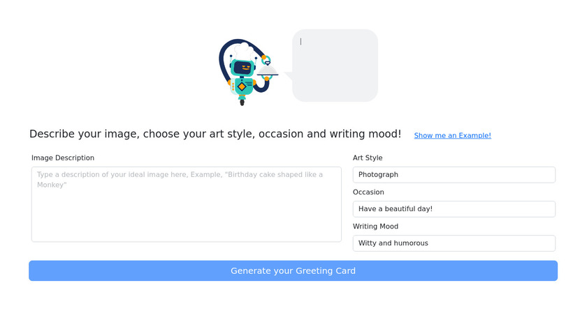 A.I. Greeting Card Generator Landing Page