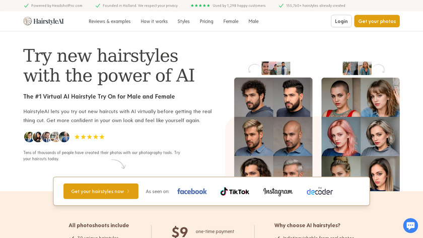 Hairstyle AI Landing Page