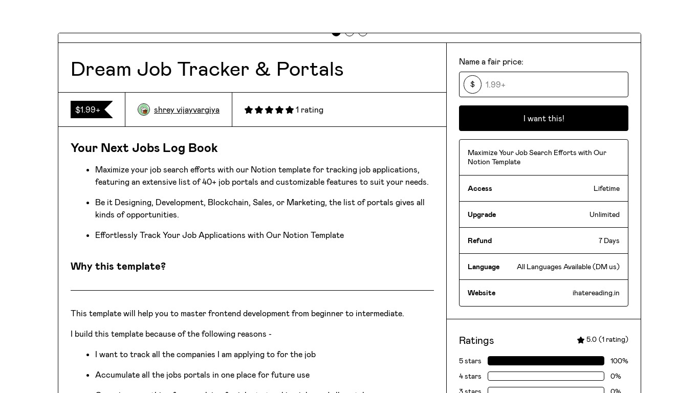 Job Portals & Tracker Landing page