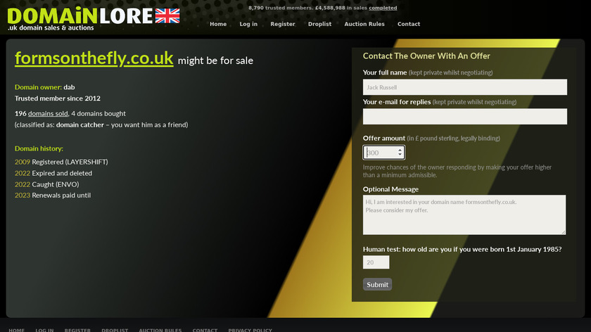Forms on the Fly Landing Page