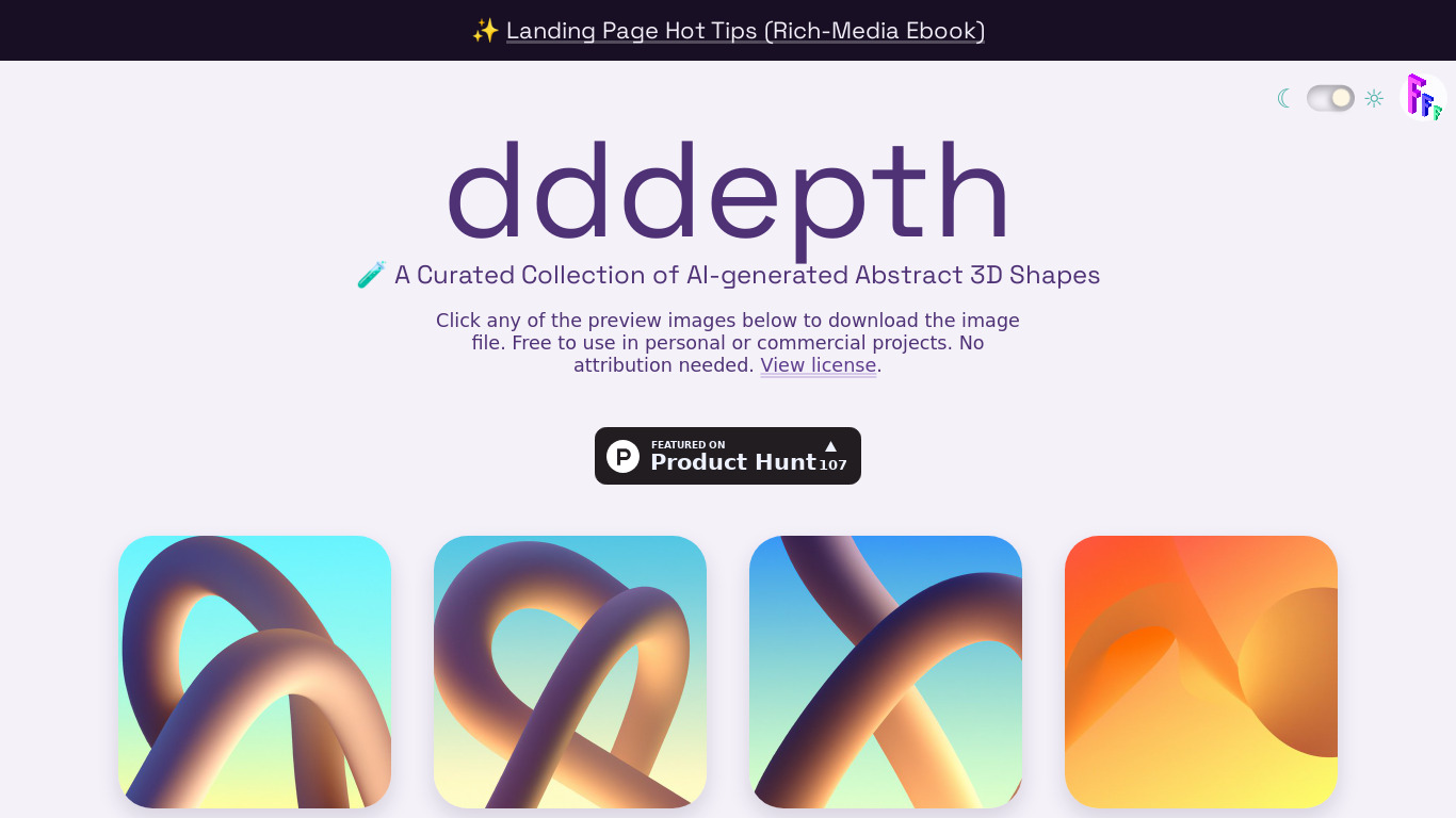 dddepth Landing page