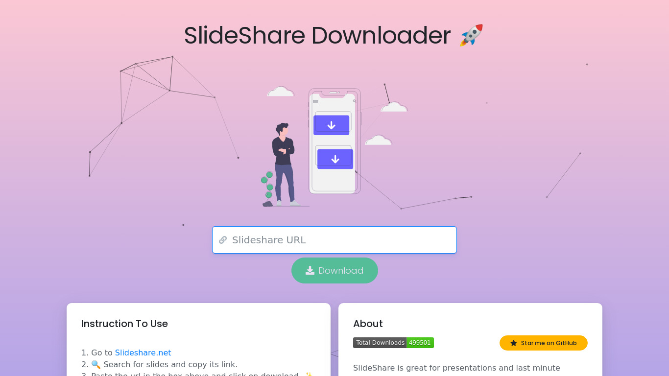 SlideShare Downloader Landing page