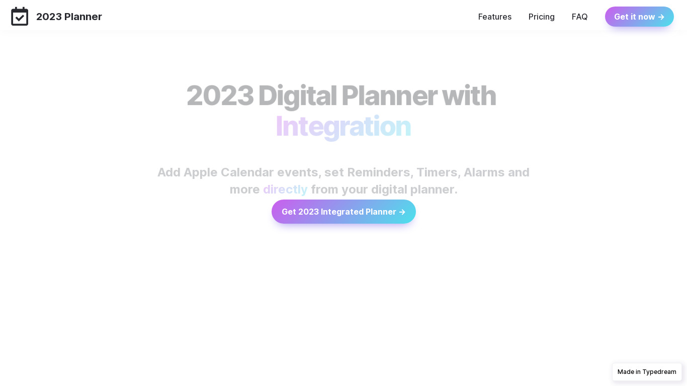 2023 Digital Planner with Integration Landing page