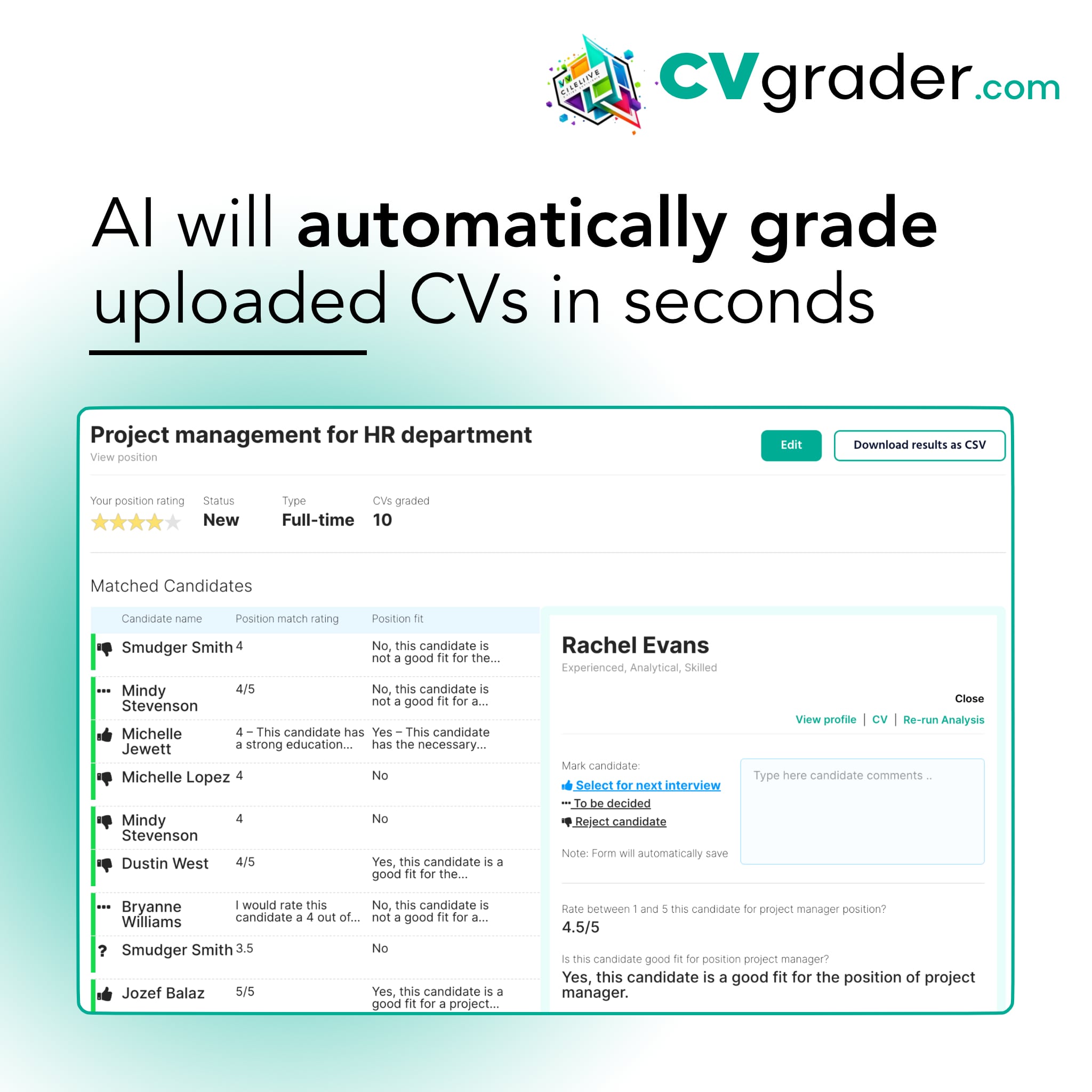 cvgrader.com Landing page