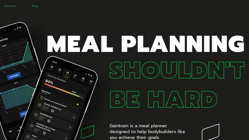 Gaintrain Meal Plans Landing Page