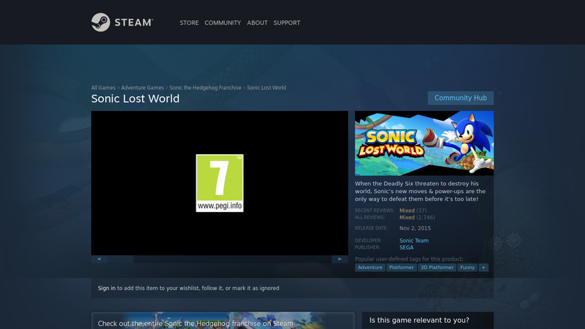 Sonic Lost World Landing Page