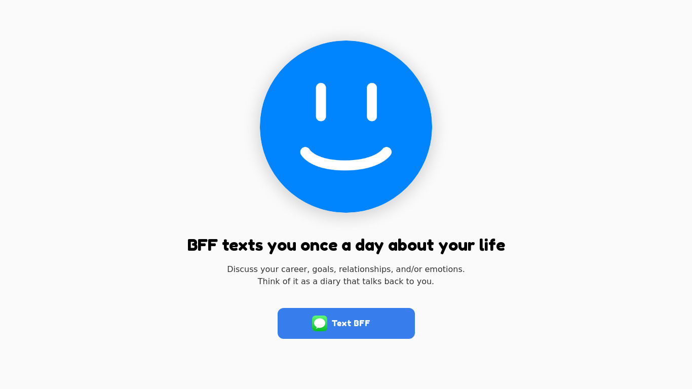 BFF: ChatGPT for iMessage Landing page