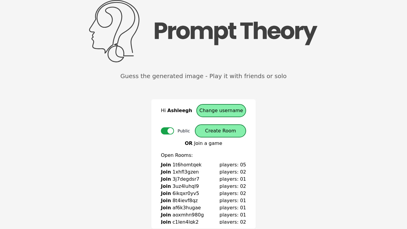 Prompt Theory Landing page