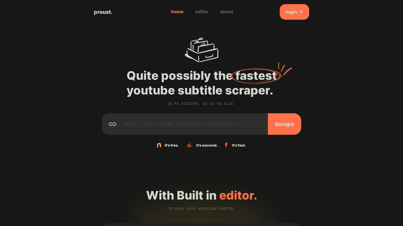 Proust Landing page