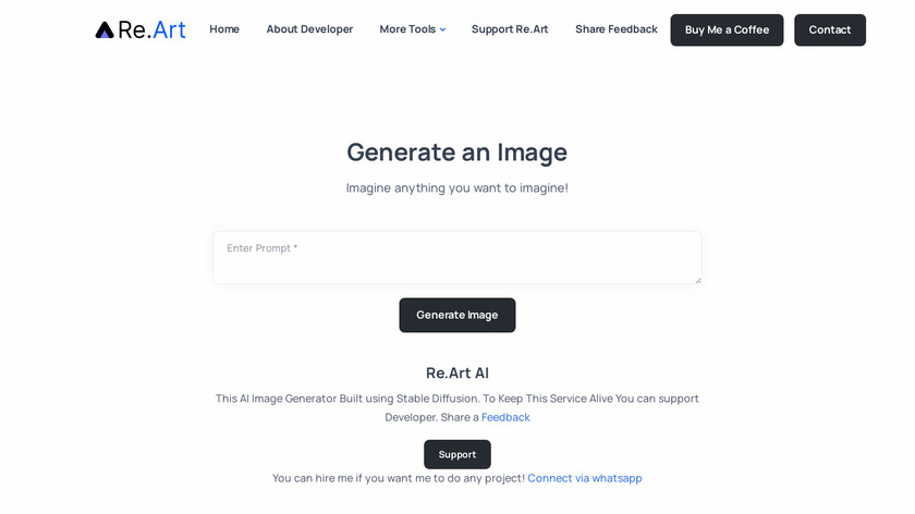 Re.Art AI Image Generator Landing Page