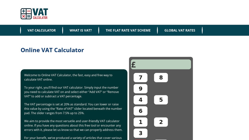 Online VAT Calculator UK Landing Page