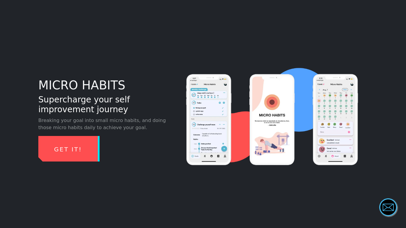 Micro habits: Self-Improvement app Landing page