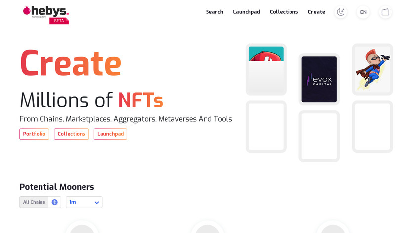 Hebys NFT Search Engine Landing Page