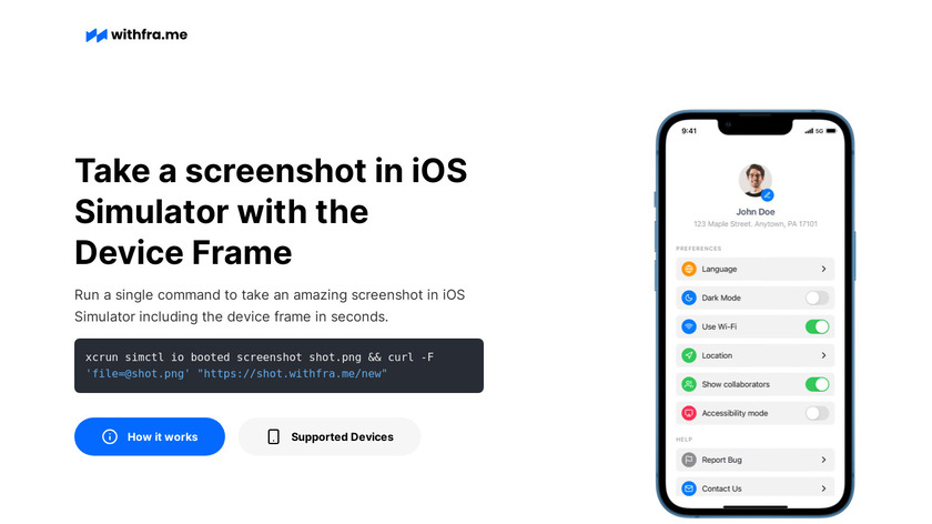 WithFrame - Screenshot Generator API Landing Page