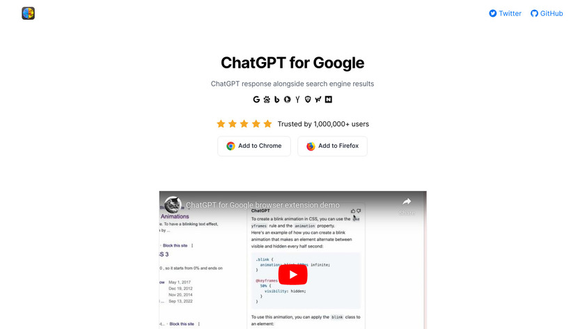 ChatGPT for Google Landing Page