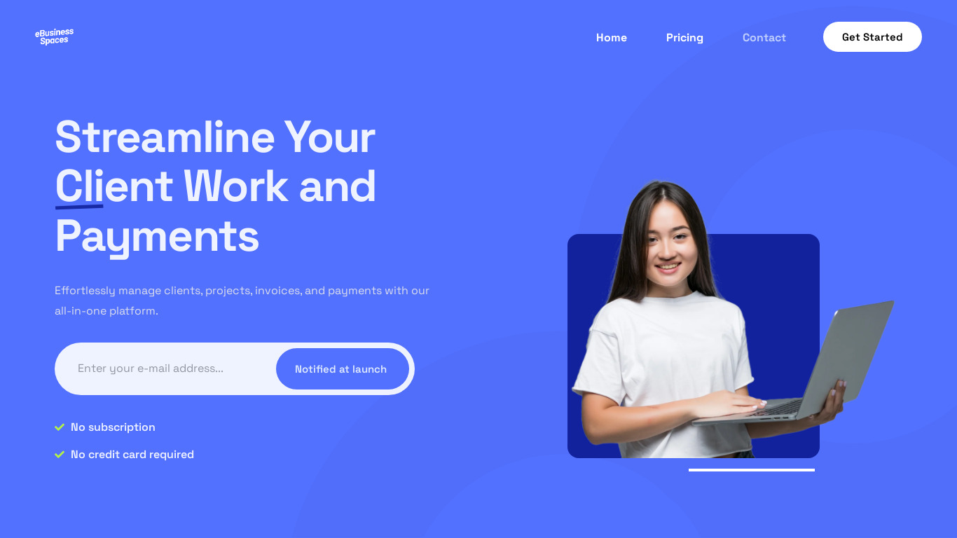 eBusiness Spaces Landing page