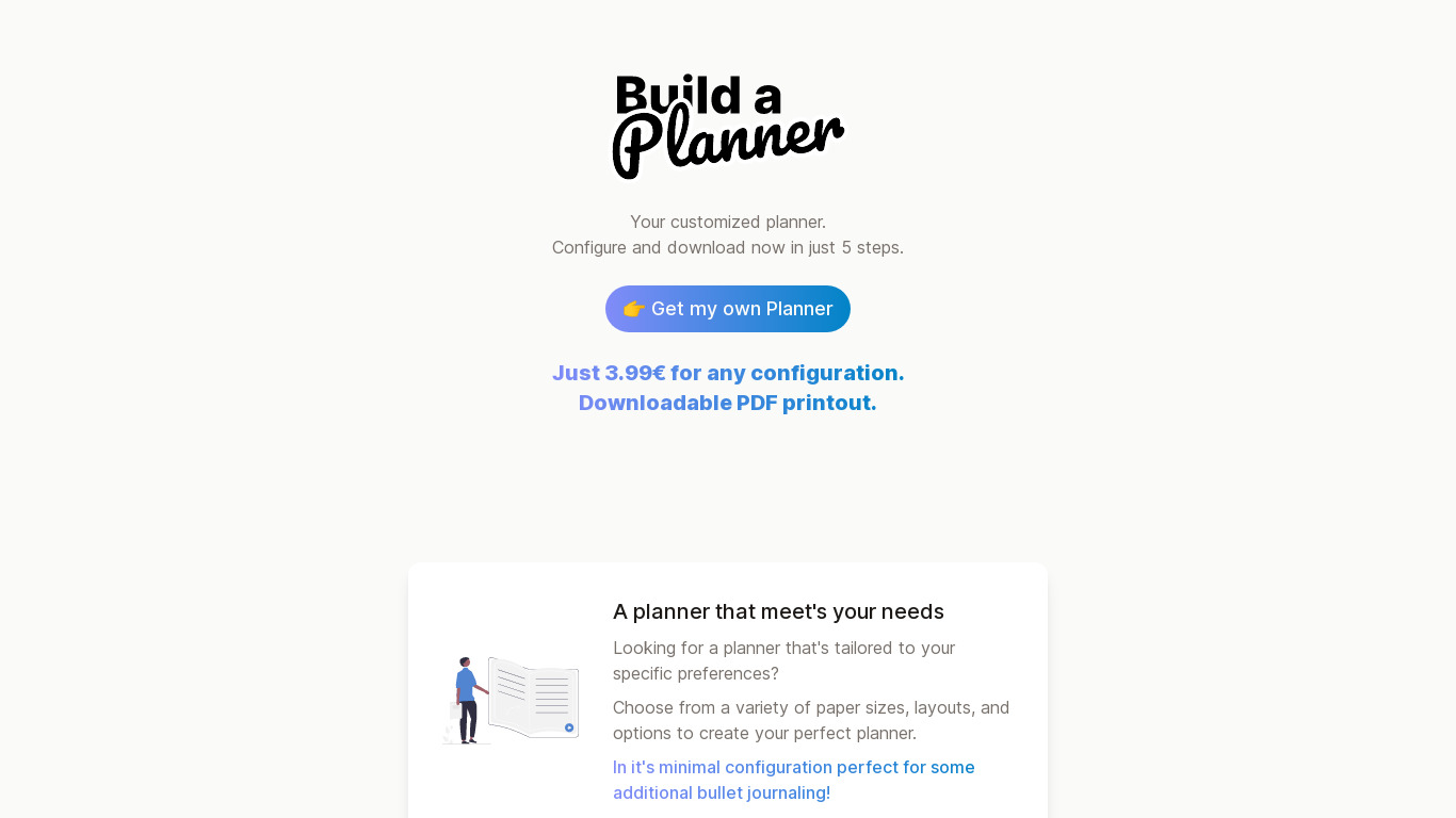 Build a Planner Landing page