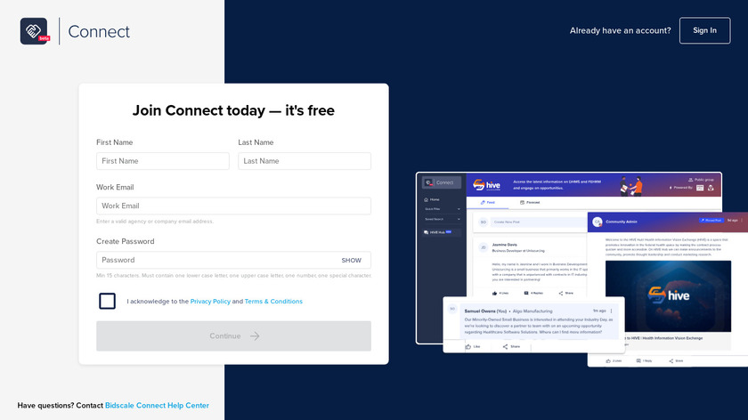 Bidscale Connect Landing Page