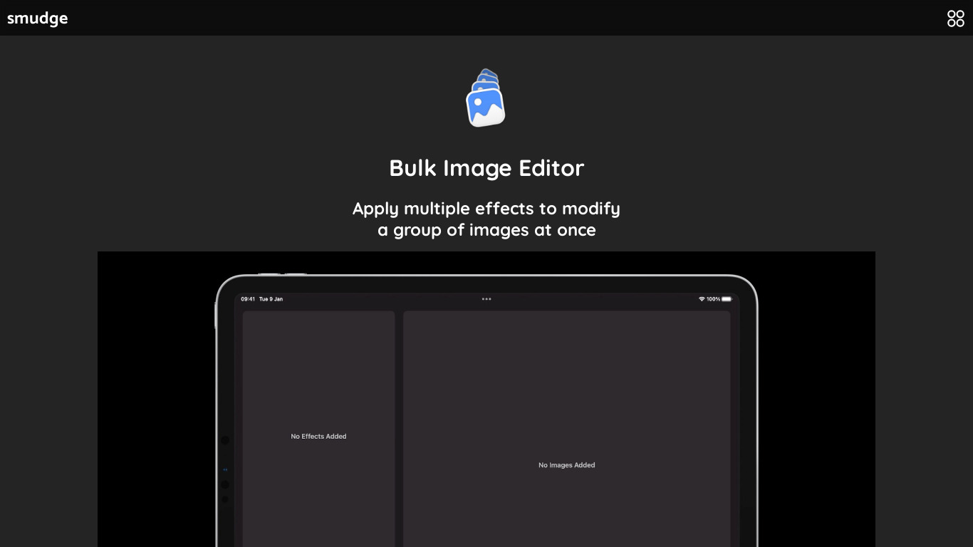 Bulk Image Editor Landing page