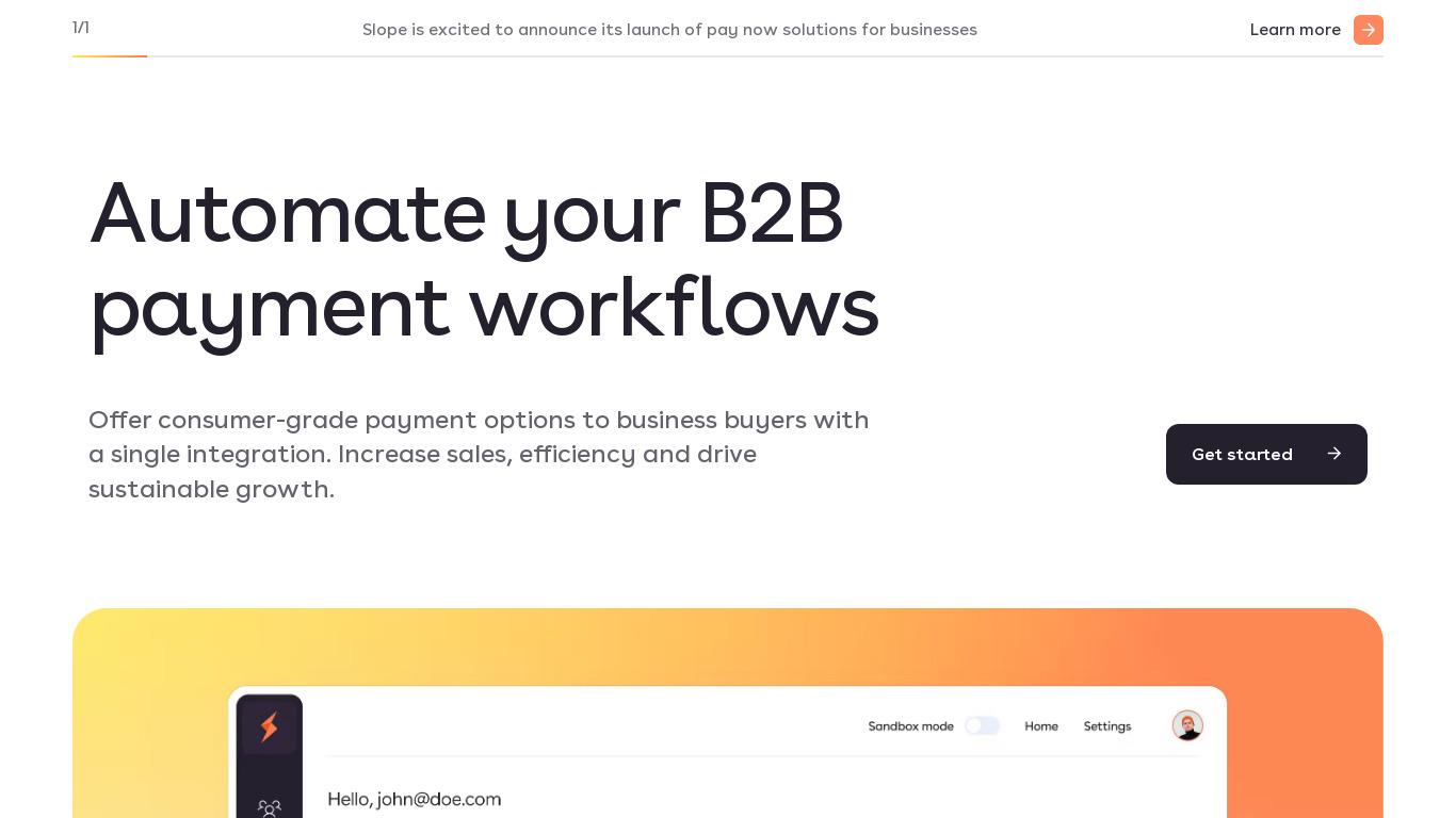 Slope Pay Now Landing page