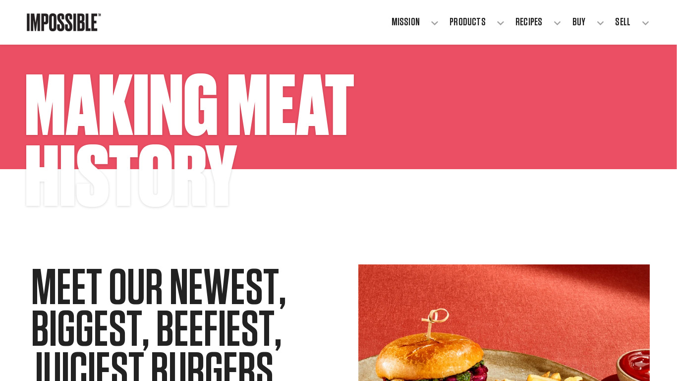 Impossible Foods Landing page