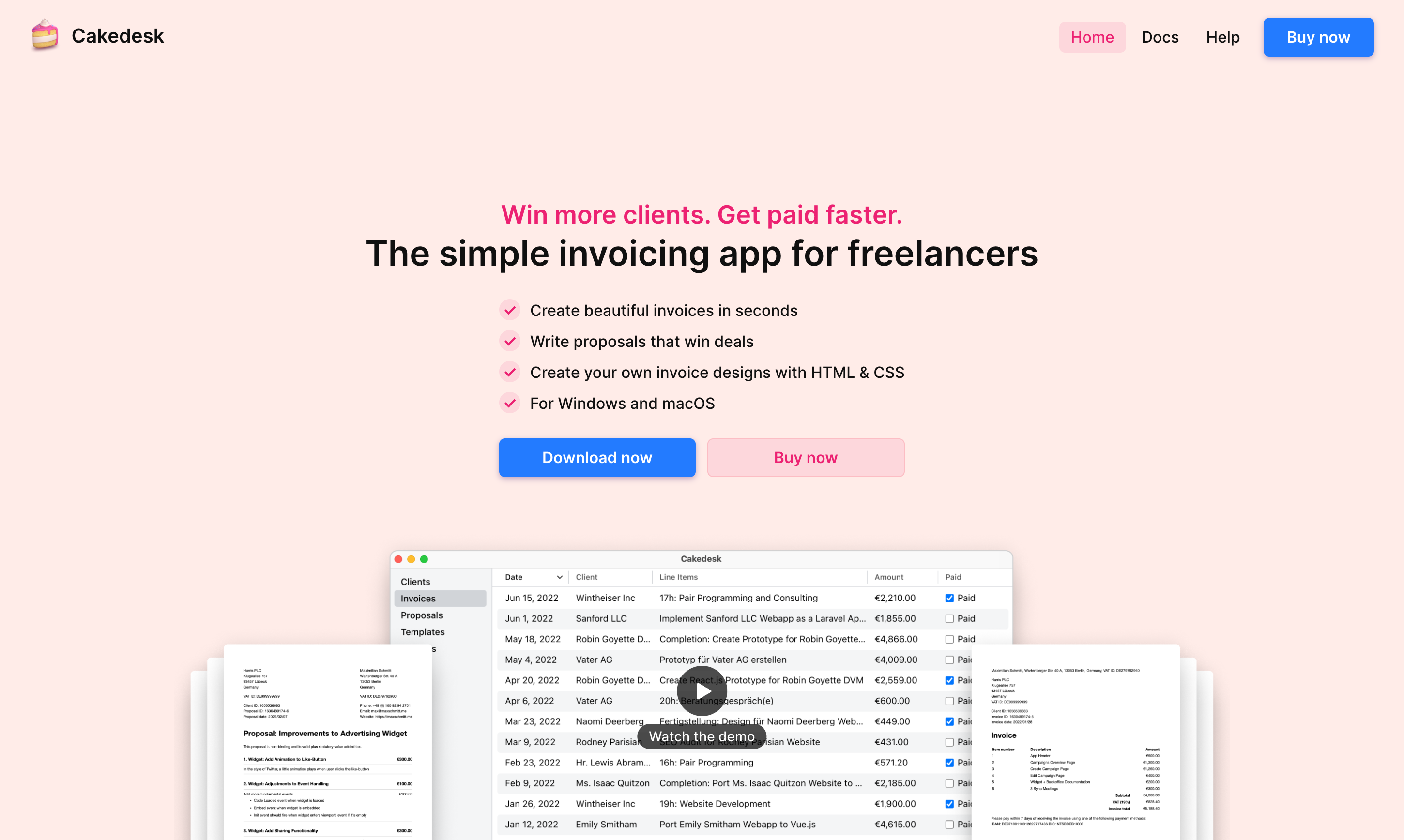 Cakedesk Landing page
