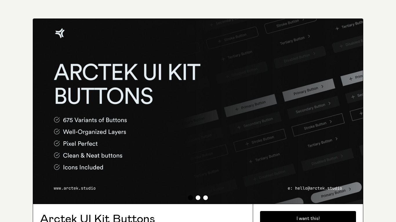 Arctek Button UI Kit Landing page