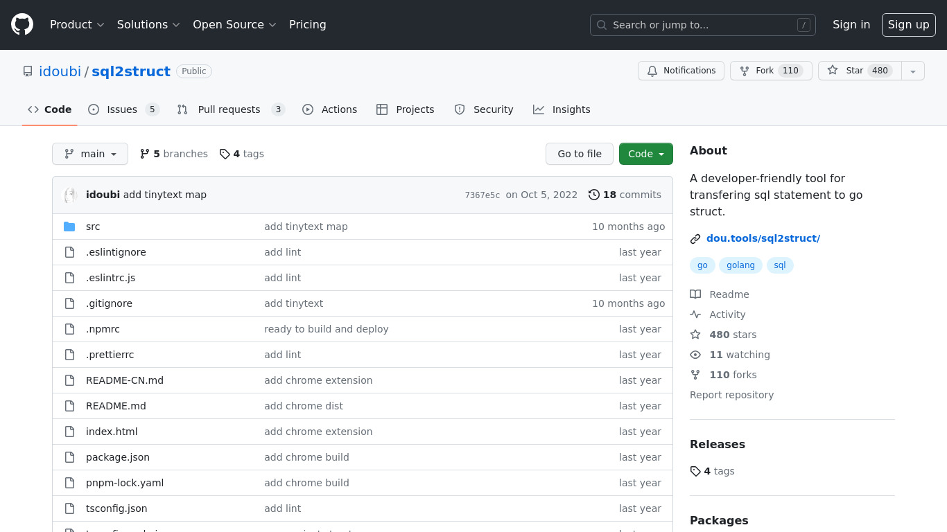 sql2struct Landing page
