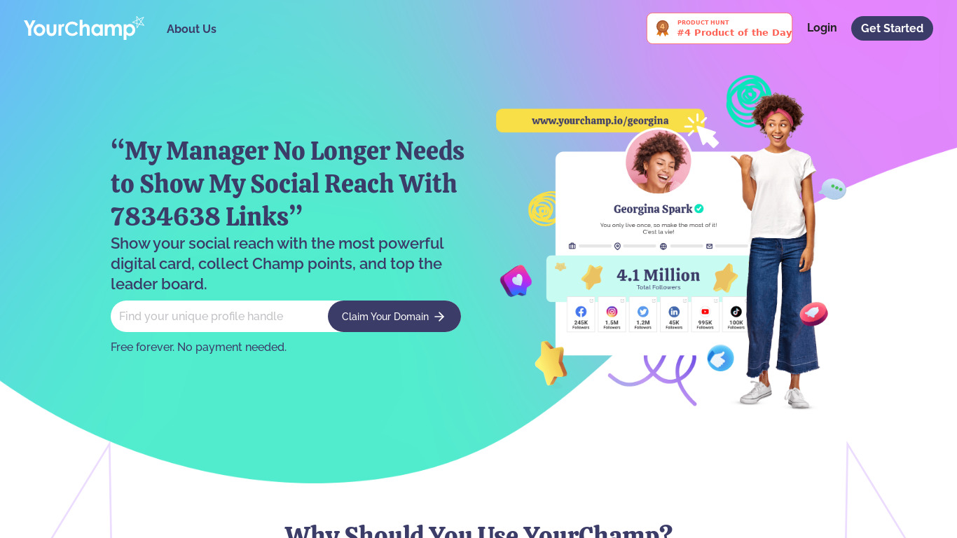 YourChamp Landing page