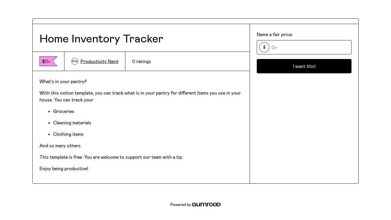 Home Inventory Tracker Landing page
