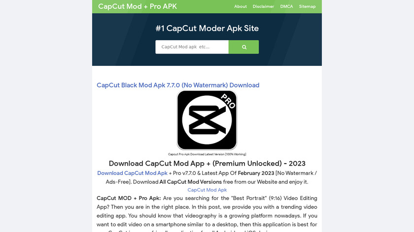 CapCut Mod Apk Landing Page