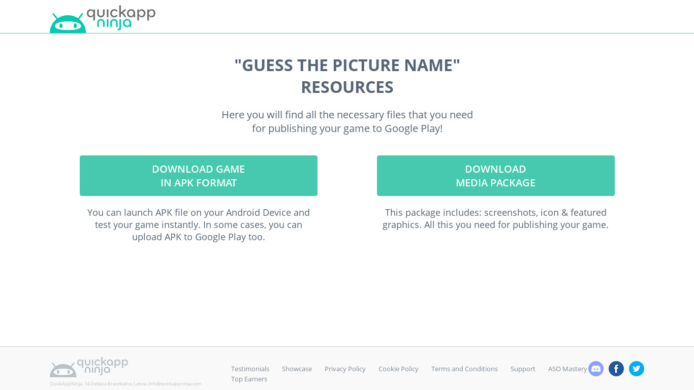 Guess the Picture Name Landing page
