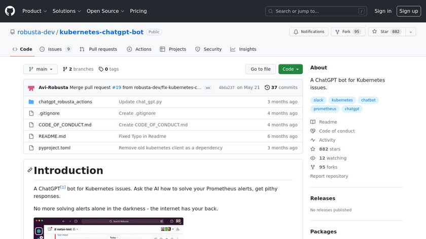 Kubernetes ChatGPT Bot Landing Page