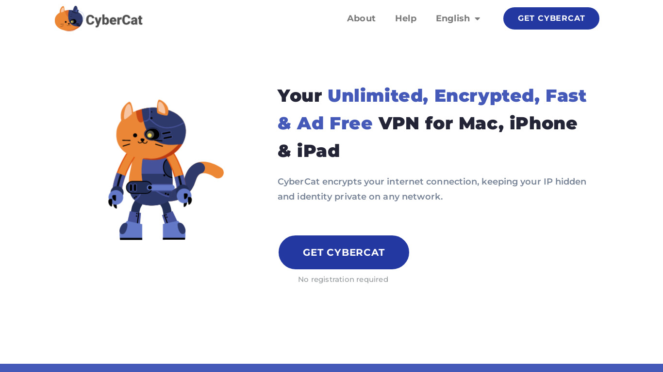 CyberCat VPN Landing page