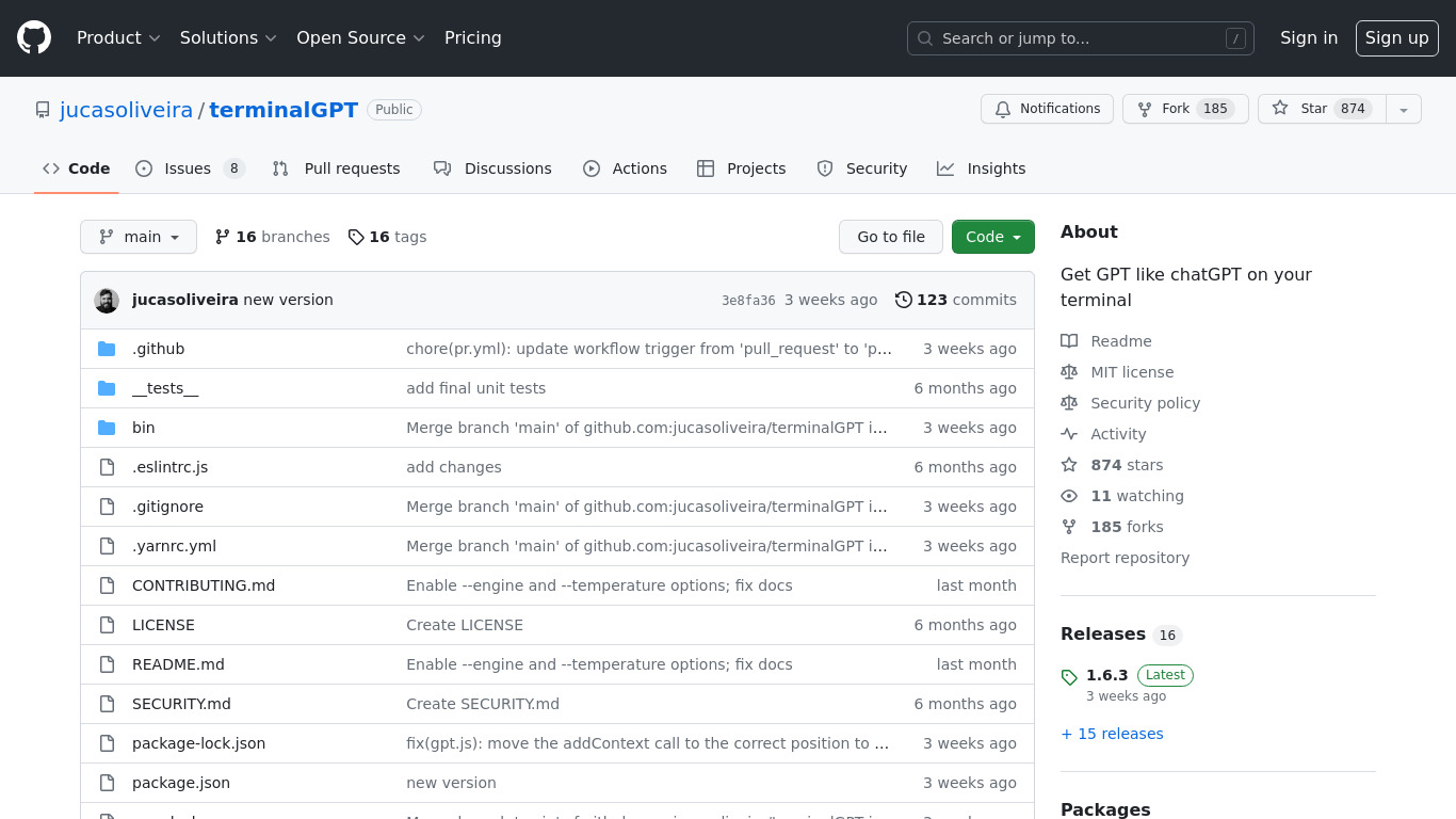 terminalGPT Landing page
