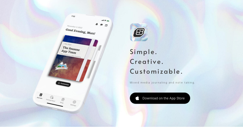 Seasons Journaling for iOS Landing Page