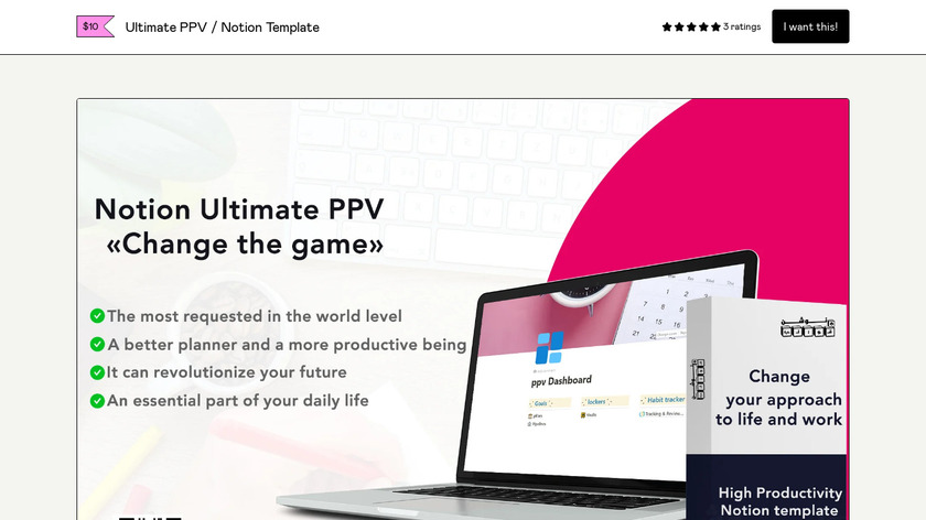 Ultimate PPV / Notion Template Landing Page