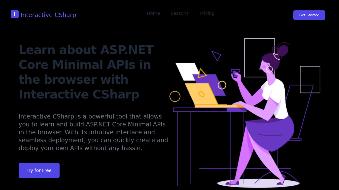 Interactive CSharp Landing page
