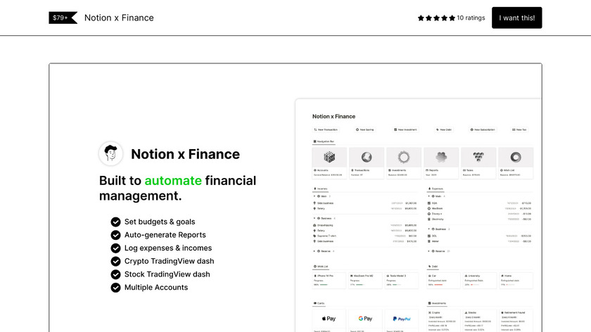 Notion x Finance Landing Page
