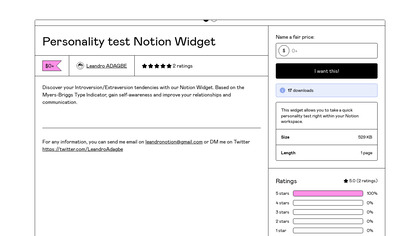 Personality test Notion Widget image