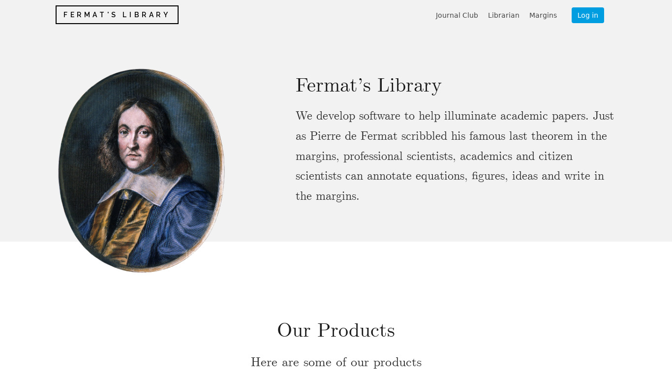Fermat's Library Landing page