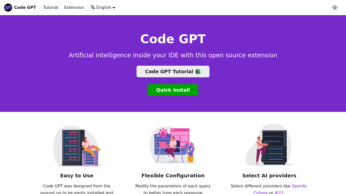 Code GPT Landing page