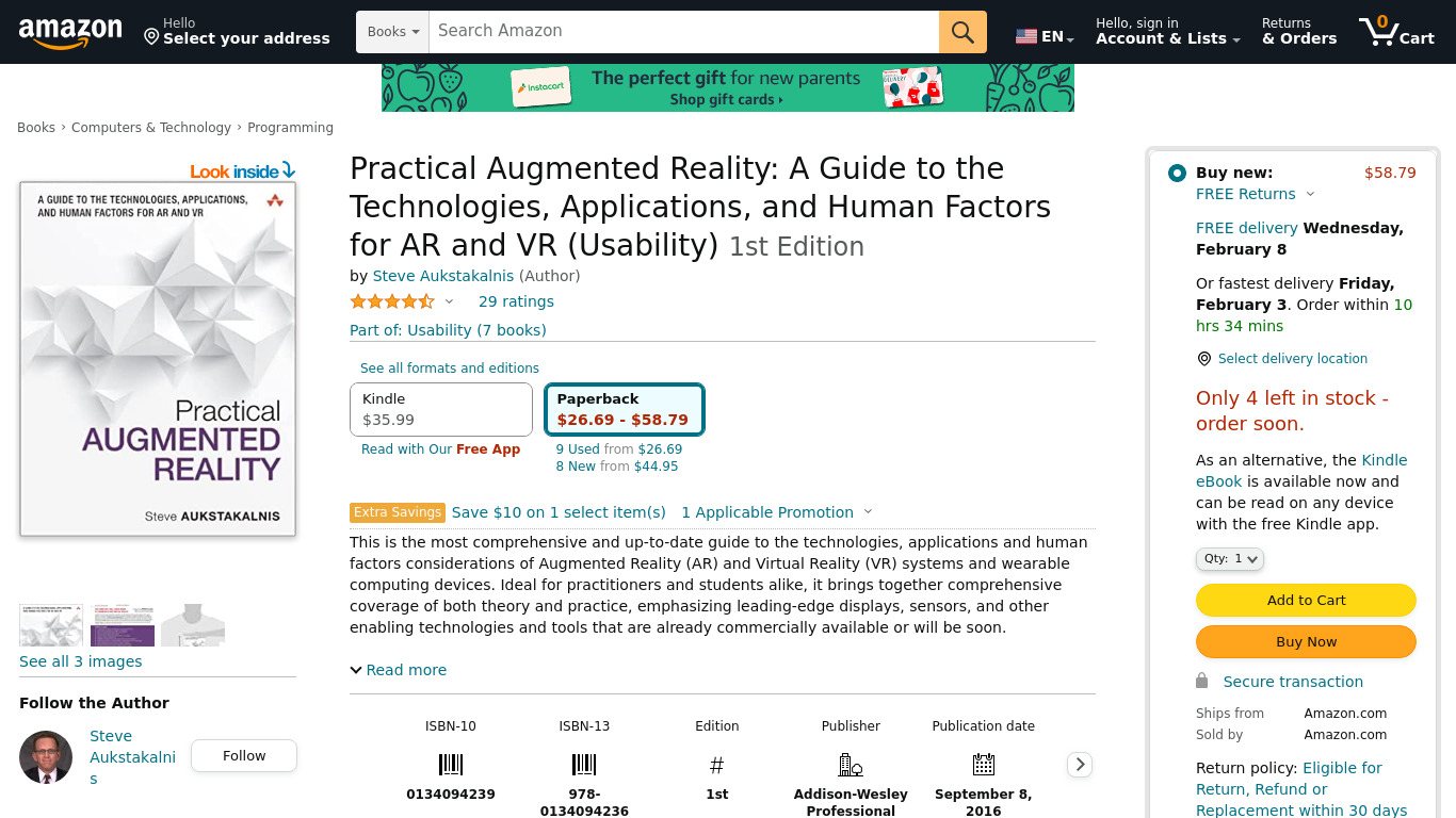 Practical Augmented Reality Landing page