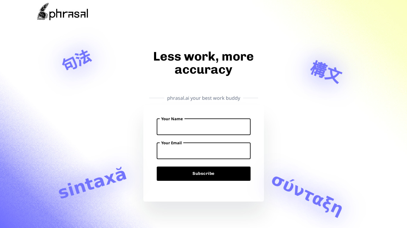 Phrasal AI Landing page