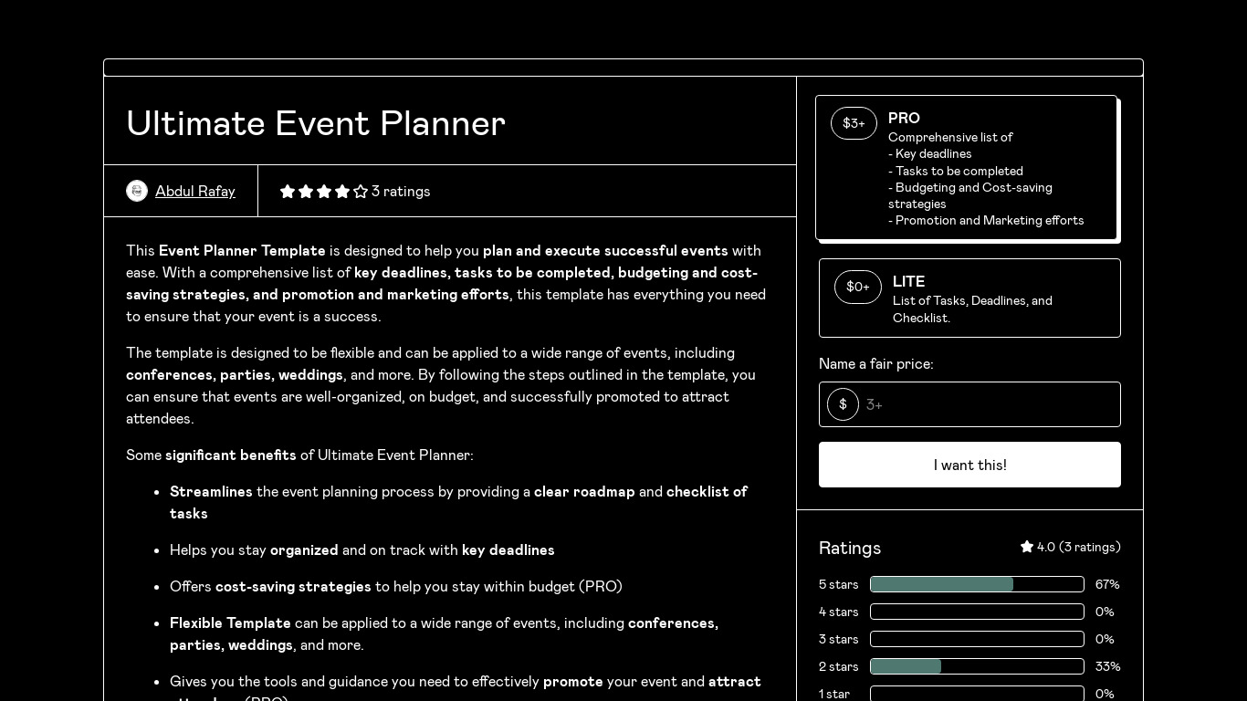 Ultimate Event Planner Landing page
