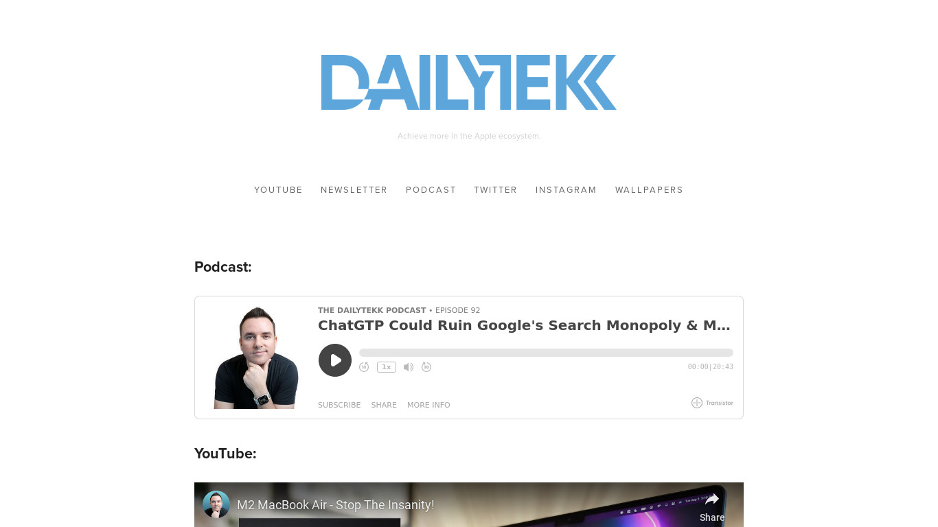 DailyTekk Landing page