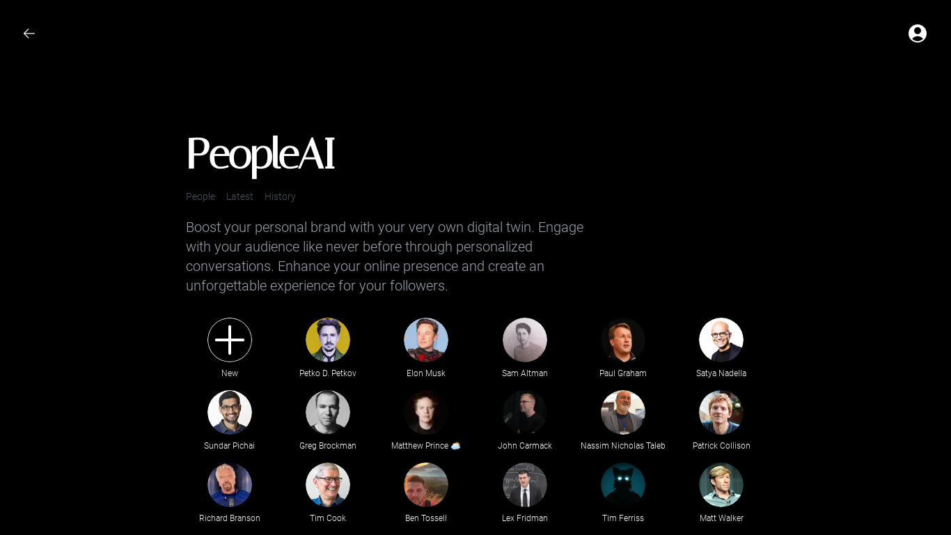 PeopleAI by ChatBotKit Landing page