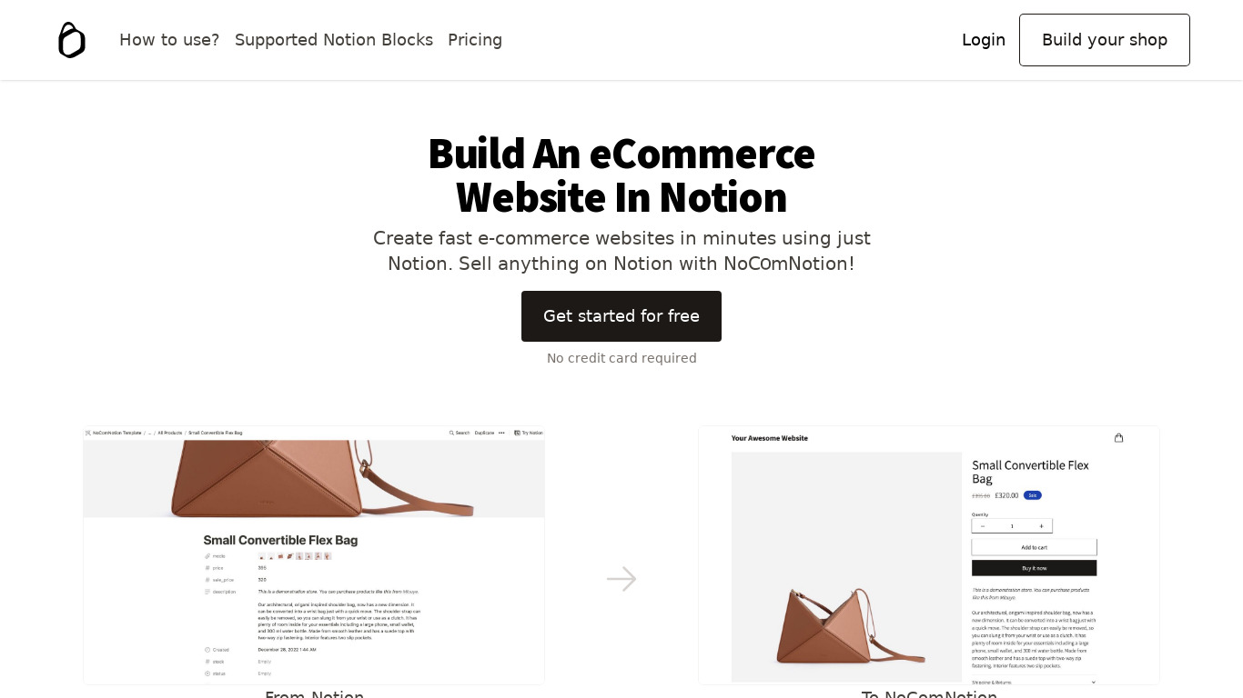 NoComNotion Landing page