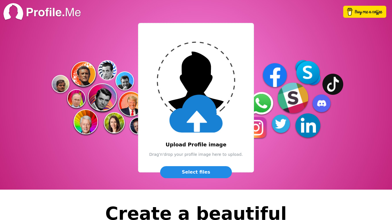 Social Media Profile Picture Landing page
